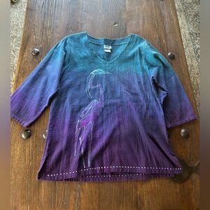 Elegant Purple Heron Long Sleeve Top